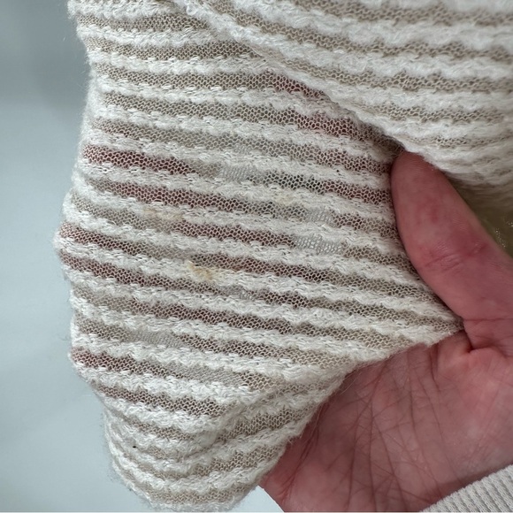 Cotton on open cardigan sweater M cream tan strips old money coastal grandma - Picture 12 of 15
